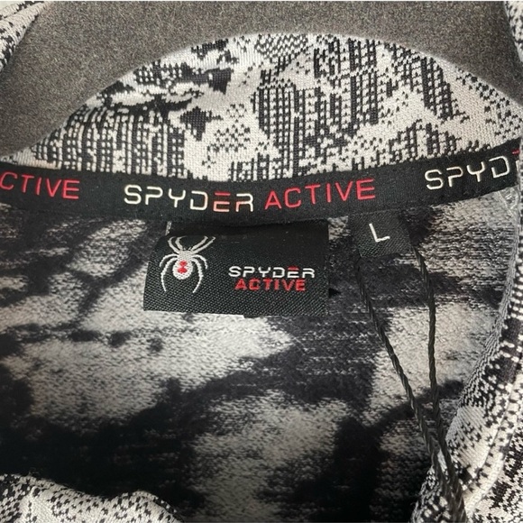 Spyder Active Grey Print 1/4 Zip Long Sleeve Top size Large - Picture 3 of 4